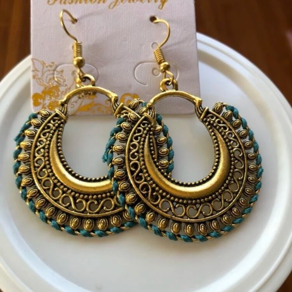 Sphere Carved Metal Statement Earrings Bohemian Vibe - Picture 2 of 13